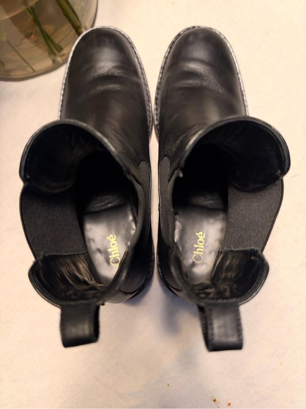 Chloe Black Leather Ankle Booties with Gold Hardware - Picture 6 of 6